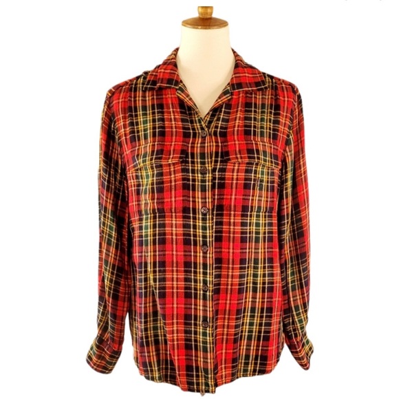 Lauren Ralph Lauren Royal Stewart Plaid Flannel Shirt 8 - Picture 1 of 4